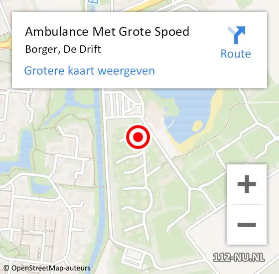 Locatie op kaart van de 112 melding: Ambulance Met Grote Spoed Naar Borger, De Drift op 7 juli 2018 15:03