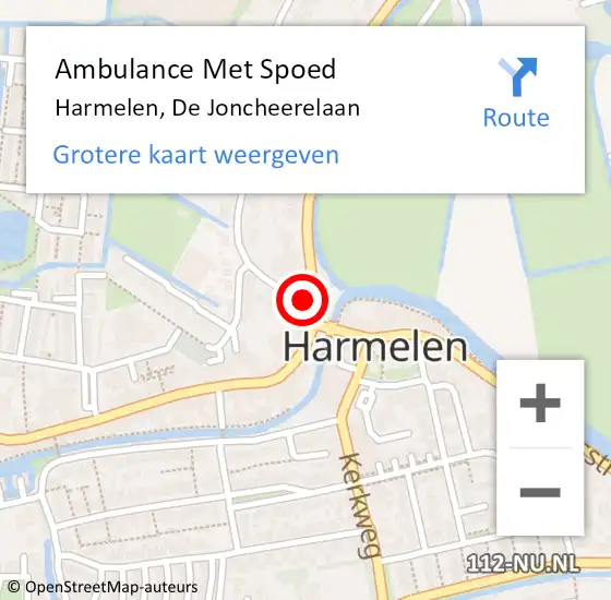 Locatie op kaart van de 112 melding: Ambulance Met Spoed Naar Harmelen, De Joncheerelaan op 7 juli 2018 15:11