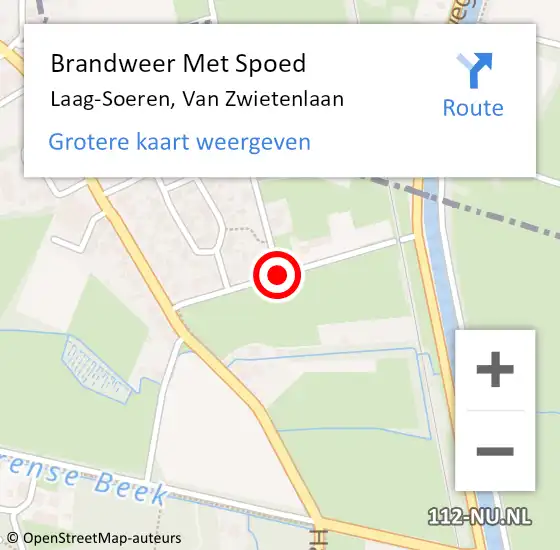 Locatie op kaart van de 112 melding: Brandweer Met Spoed Naar Laag-Soeren, Van Zwietenlaan op 7 juli 2018 15:39