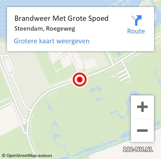 Locatie op kaart van de 112 melding: Brandweer Met Grote Spoed Naar Steendam, Roegeweg op 7 juli 2018 15:55