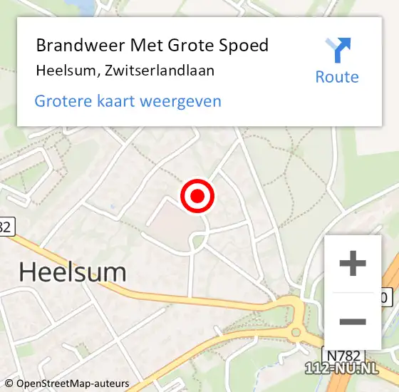 Locatie op kaart van de 112 melding: Brandweer Met Grote Spoed Naar Heelsum, Zwitserlandlaan op 7 juli 2018 16:04