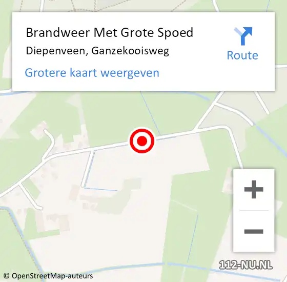 Locatie op kaart van de 112 melding: Brandweer Met Grote Spoed Naar Diepenveen, Ganzekooisweg op 7 juli 2018 16:06