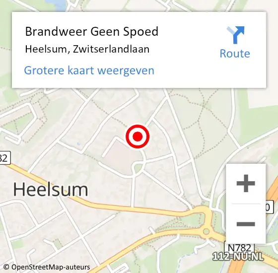 Locatie op kaart van de 112 melding: Brandweer Geen Spoed Naar Heelsum, Zwitserlandlaan op 7 juli 2018 16:06