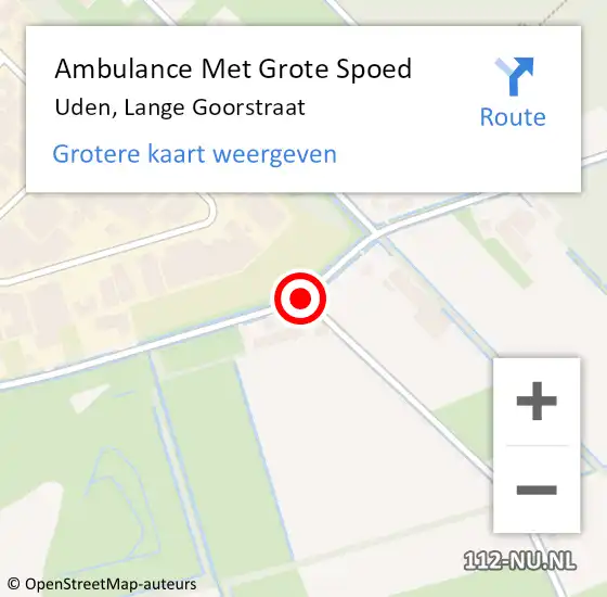 Locatie op kaart van de 112 melding: Ambulance Met Grote Spoed Naar Uden, Lange Goorstraat op 7 juli 2018 16:35