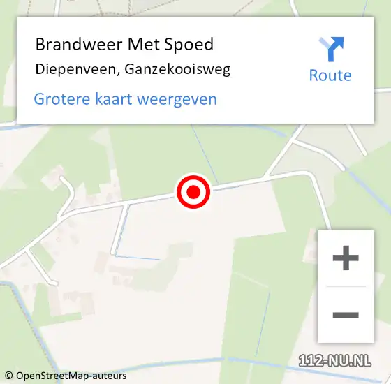 Locatie op kaart van de 112 melding: Brandweer Met Spoed Naar Diepenveen, Ganzekooisweg op 7 juli 2018 16:37