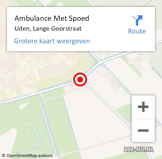 Locatie op kaart van de 112 melding: Ambulance Met Spoed Naar Uden, Lange Goorstraat op 7 juli 2018 16:57