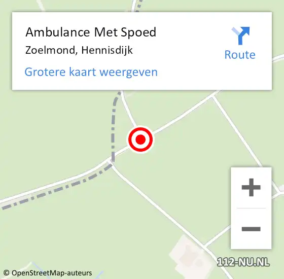 Locatie op kaart van de 112 melding: Ambulance Met Spoed Naar Zoelmond, Hennisdijk op 7 juli 2018 17:08