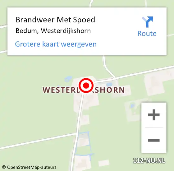 Locatie op kaart van de 112 melding: Brandweer Met Spoed Naar Bedum, Westerdijkshorn op 7 juli 2018 18:00