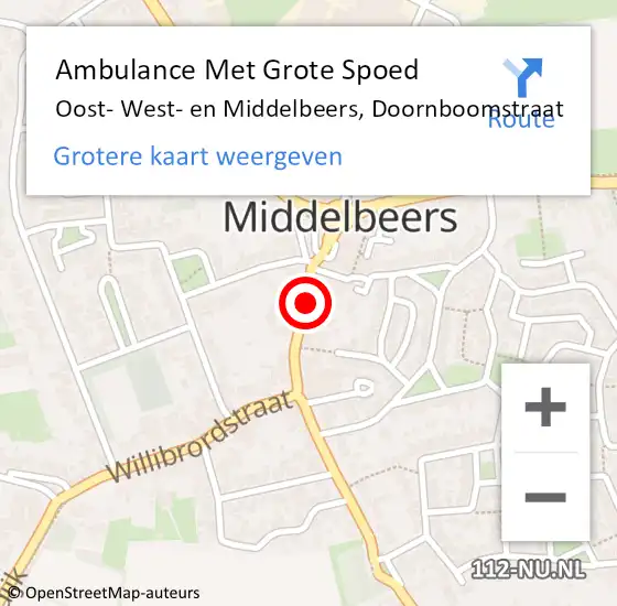 Locatie op kaart van de 112 melding: Ambulance Met Grote Spoed Naar Oost- West- en Middelbeers, Doornboomstraat op 7 juli 2018 18:46