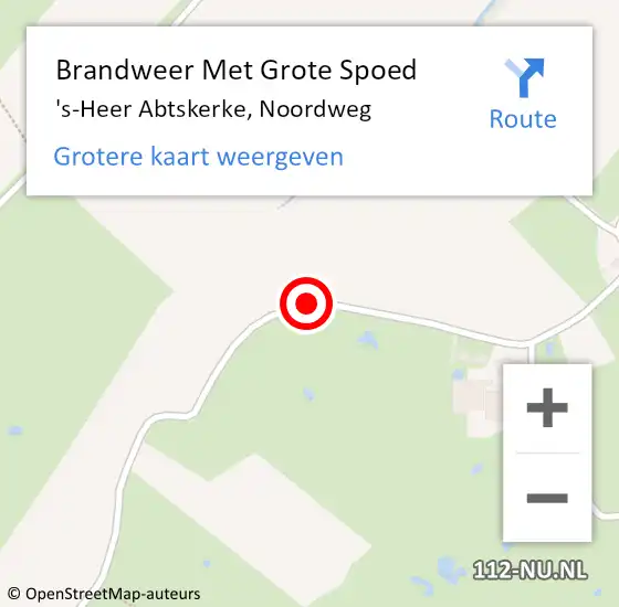 Locatie op kaart van de 112 melding: Brandweer Met Grote Spoed Naar 's-Heer Abtskerke, Noordweg op 7 juli 2018 18:51