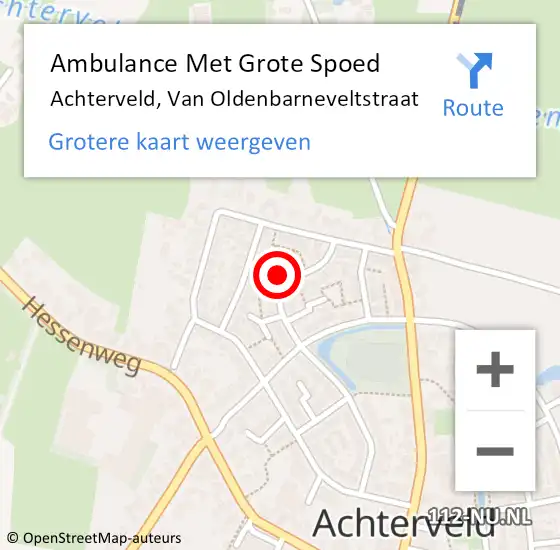 Locatie op kaart van de 112 melding: Ambulance Met Grote Spoed Naar Achterveld, Van Oldenbarneveltstraat op 7 juli 2018 19:19