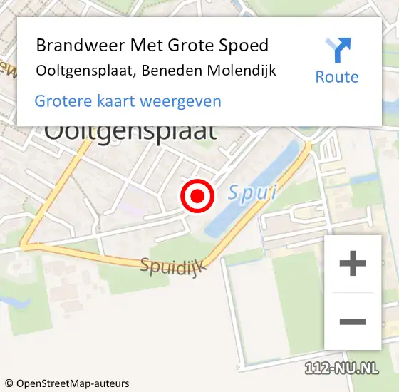 Locatie op kaart van de 112 melding: Brandweer Met Grote Spoed Naar Ooltgensplaat, Beneden Molendijk op 7 juli 2018 19:28