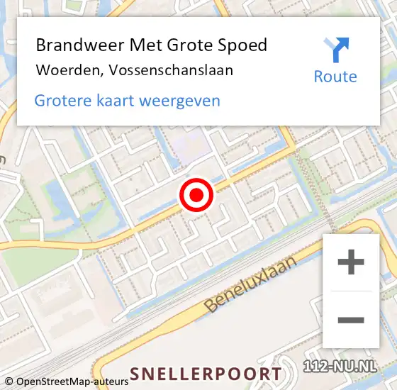 Locatie op kaart van de 112 melding: Brandweer Met Grote Spoed Naar Woerden, Vossenschanslaan op 7 juli 2018 19:39