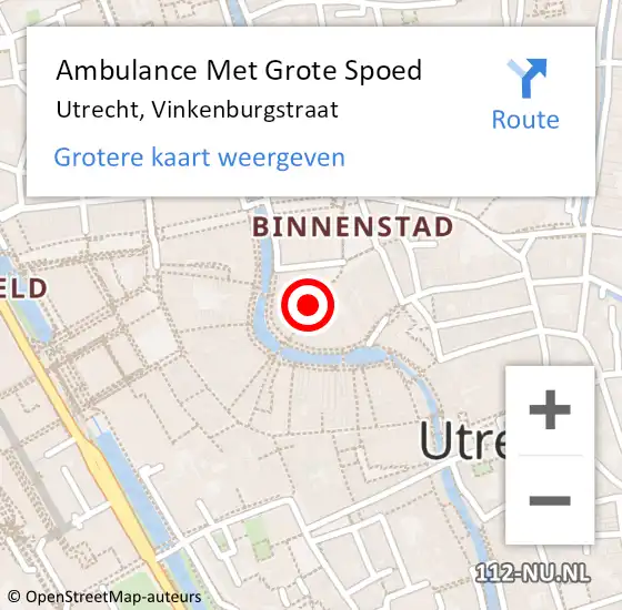 Locatie op kaart van de 112 melding: Ambulance Met Grote Spoed Naar Utrecht, Vinkenburgstraat op 7 juli 2018 19:50