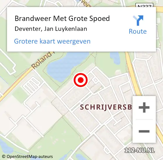 Locatie op kaart van de 112 melding: Brandweer Met Grote Spoed Naar Deventer, Jan Luykenlaan op 7 juli 2018 19:51