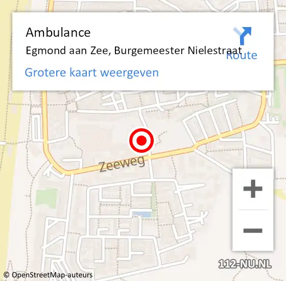 Locatie op kaart van de 112 melding: Ambulance Egmond aan Zee, Burgemeester Nielestraat op 7 juli 2018 20:05