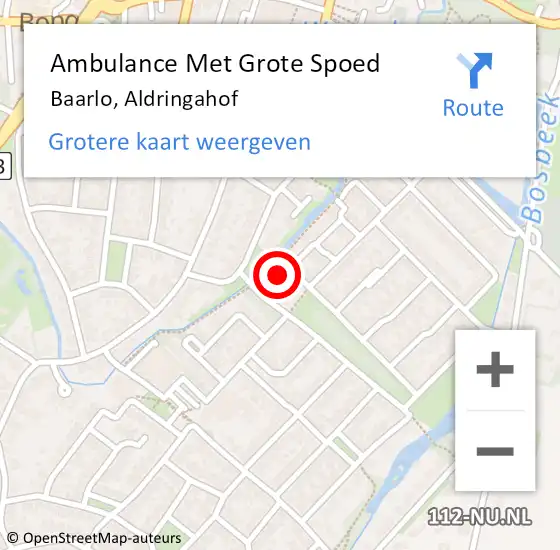 Locatie op kaart van de 112 melding: Ambulance Met Grote Spoed Naar Baarlo, Aldringahof op 2 maart 2014 07:22