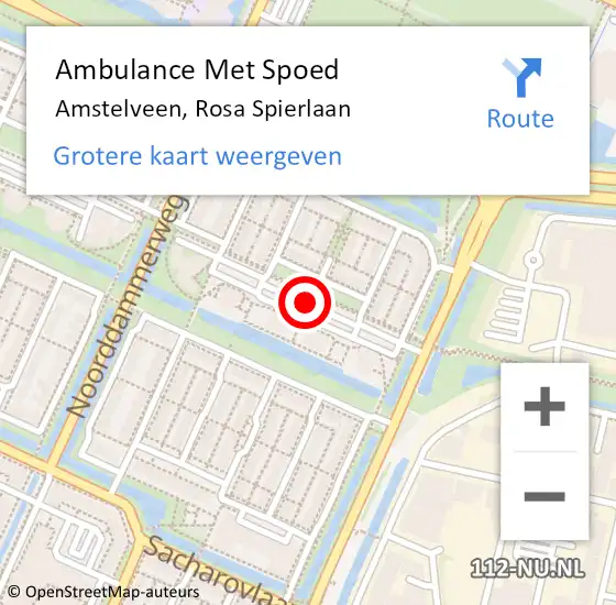 Locatie op kaart van de 112 melding: Ambulance Met Spoed Naar Amstelveen, Rosa Spierlaan op 7 juli 2018 21:09