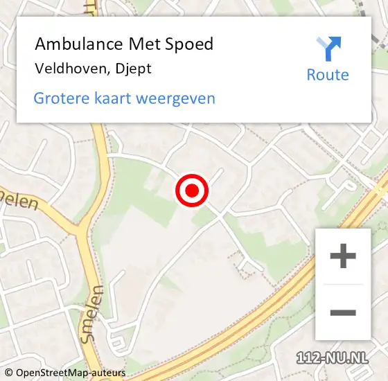 Locatie op kaart van de 112 melding: Ambulance Met Spoed Naar Veldhoven, Djept op 7 juli 2018 21:24