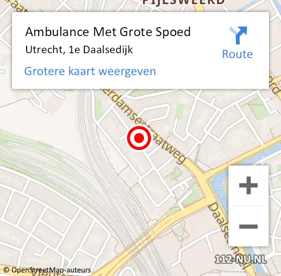 Locatie op kaart van de 112 melding: Ambulance Met Grote Spoed Naar Utrecht, 1e Daalsedijk op 7 juli 2018 21:25