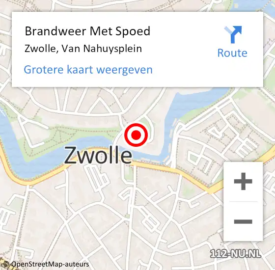 Locatie op kaart van de 112 melding: Brandweer Met Spoed Naar Zwolle, Van Nahuysplein op 7 juli 2018 21:30