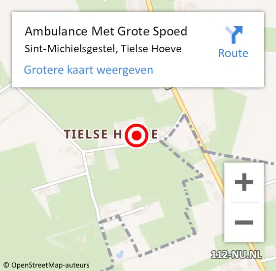 Locatie op kaart van de 112 melding: Ambulance Met Grote Spoed Naar Sint-Michielsgestel, Tielse Hoeve op 7 juli 2018 21:48