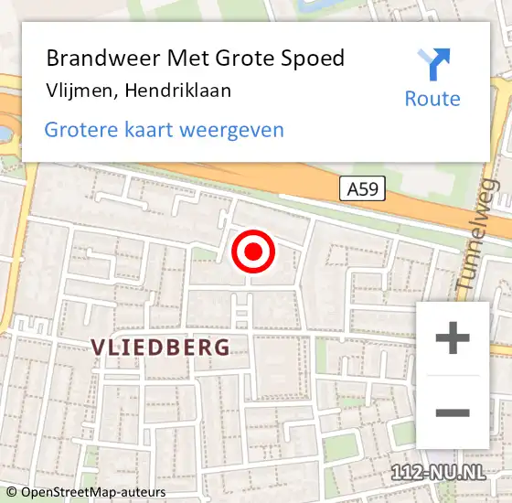 Locatie op kaart van de 112 melding: Brandweer Met Grote Spoed Naar Vlijmen, Hendriklaan op 7 juli 2018 22:04