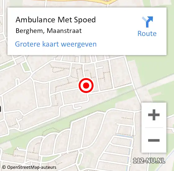 Locatie op kaart van de 112 melding: Ambulance Met Spoed Naar Berghem, Maanstraat op 7 juli 2018 22:04