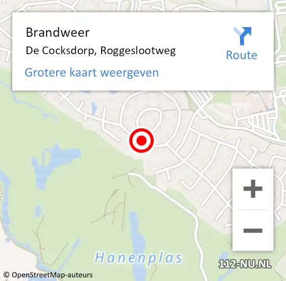 Locatie op kaart van de 112 melding: Brandweer De Cocksdorp, Roggeslootweg op 7 juli 2018 22:07