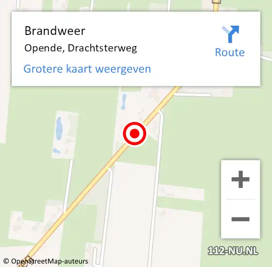 Locatie op kaart van de 112 melding: Brandweer Opende, Drachtsterweg op 7 juli 2018 22:47