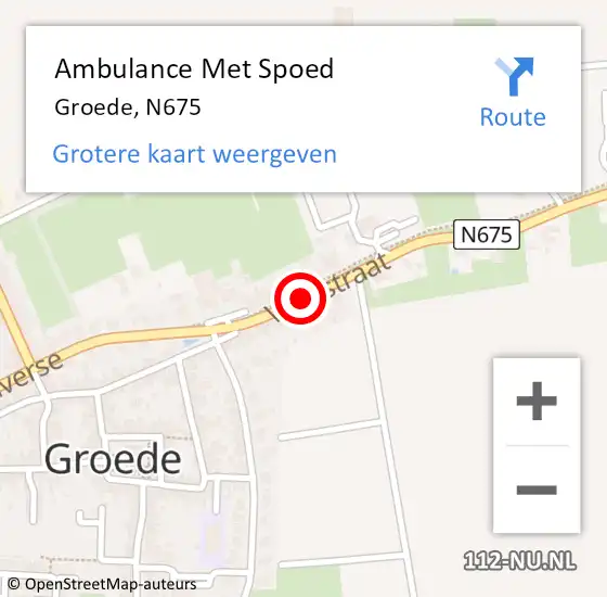 Locatie op kaart van de 112 melding: Ambulance Met Spoed Naar Groede, N675 op 7 juli 2018 23:10