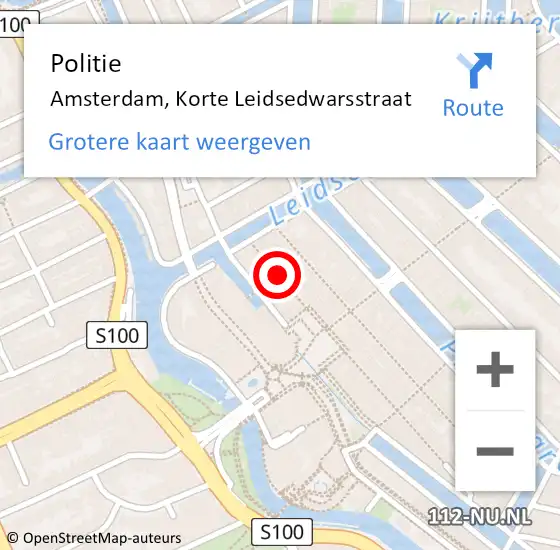 Locatie op kaart van de 112 melding: Politie Amsterdam, Korte Leidsedwarsstraat op 7 juli 2018 23:36