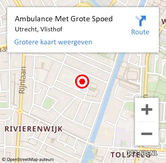 Locatie op kaart van de 112 melding: Ambulance Met Grote Spoed Naar Utrecht, Vlisthof op 7 juli 2018 23:47