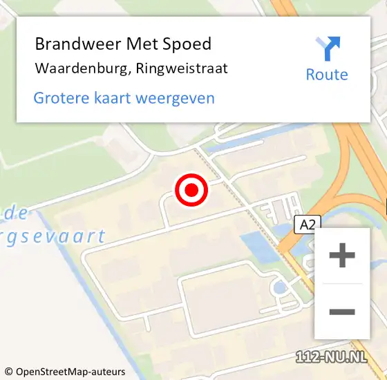 Locatie op kaart van de 112 melding: Brandweer Met Spoed Naar Waardenburg, Ringweistraat op 8 juli 2018 00:18