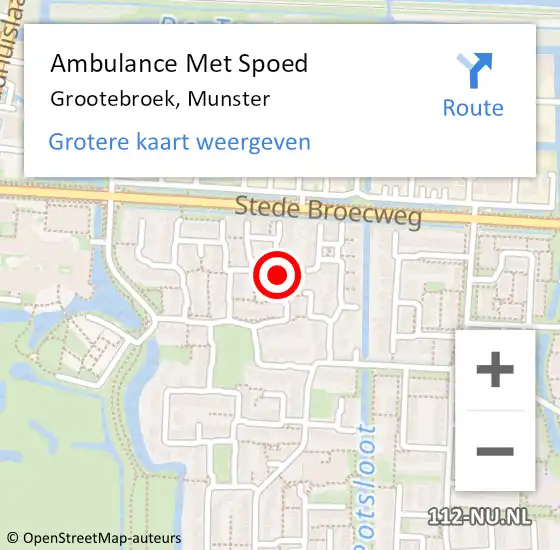 Locatie op kaart van de 112 melding: Ambulance Met Spoed Naar Grootebroek, Munster op 8 juli 2018 01:44