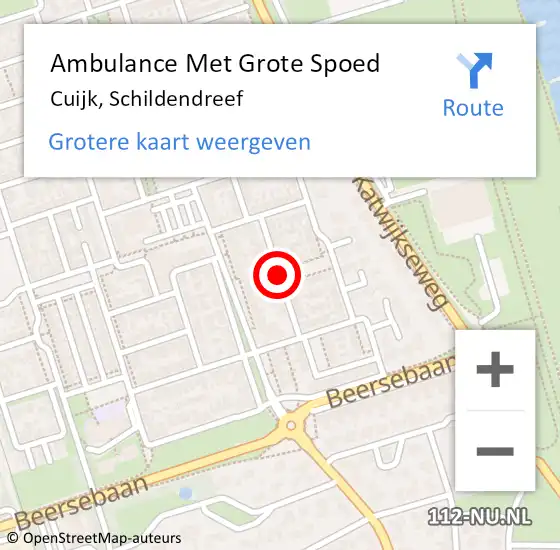 Locatie op kaart van de 112 melding: Ambulance Met Grote Spoed Naar Cuijk, Schildendreef op 8 juli 2018 02:15