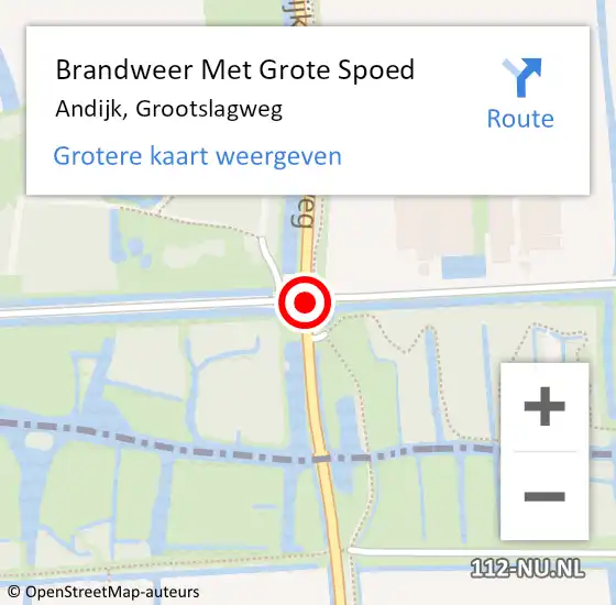 Locatie op kaart van de 112 melding: Brandweer Met Grote Spoed Naar Andijk, Grootslagweg op 8 juli 2018 02:28