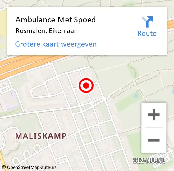 Locatie op kaart van de 112 melding: Ambulance Met Spoed Naar Rosmalen, Eikenlaan op 2 maart 2014 08:20