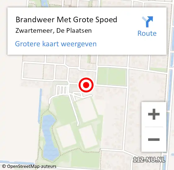 Locatie op kaart van de 112 melding: Brandweer Met Grote Spoed Naar Zwartemeer, De Plaatsen op 8 juli 2018 03:30