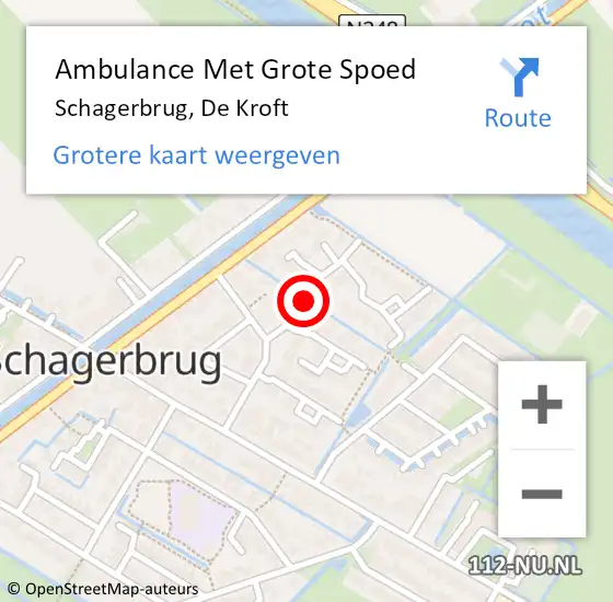 Locatie op kaart van de 112 melding: Ambulance Met Grote Spoed Naar Schagerbrug, De Kroft op 8 juli 2018 04:20