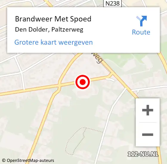 Locatie op kaart van de 112 melding: Brandweer Met Spoed Naar Den Dolder, Paltzerweg op 8 juli 2018 05:09