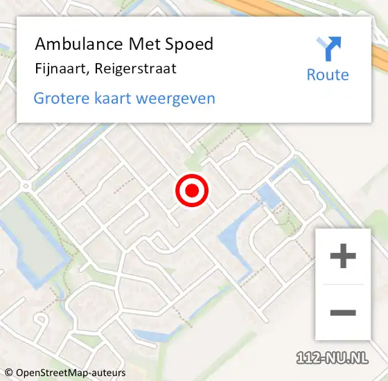 Locatie op kaart van de 112 melding: Ambulance Met Spoed Naar Fijnaart, Reigerstraat op 8 juli 2018 05:29