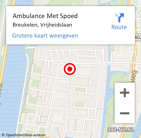 Locatie op kaart van de 112 melding: Ambulance Met Spoed Naar Breukelen, Vrijheidslaan op 8 juli 2018 05:35