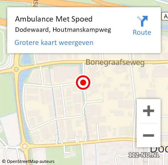 Locatie op kaart van de 112 melding: Ambulance Met Spoed Naar Dodewaard, Houtmanskampweg op 8 juli 2018 06:28