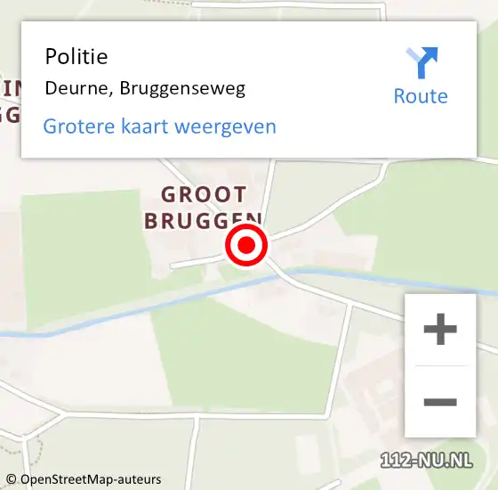 Locatie op kaart van de 112 melding: Politie Deurne, Bruggenseweg op 8 juli 2018 07:31