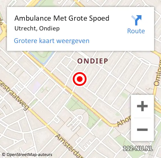 Locatie op kaart van de 112 melding: Ambulance Met Grote Spoed Naar Utrecht, Ondiep op 8 juli 2018 07:38