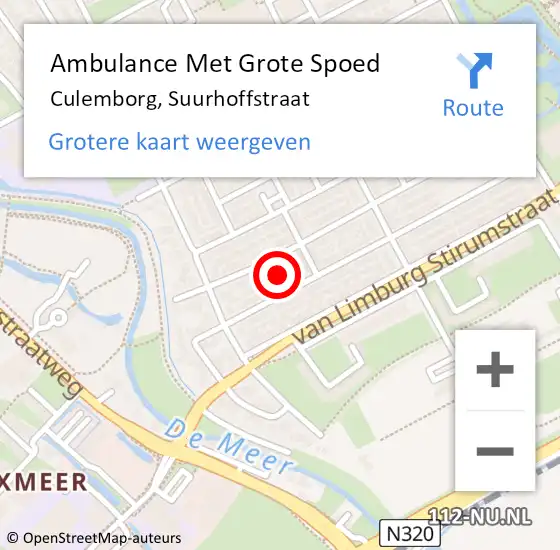 Locatie op kaart van de 112 melding: Ambulance Met Grote Spoed Naar Culemborg, Suurhoffstraat op 8 juli 2018 07:41