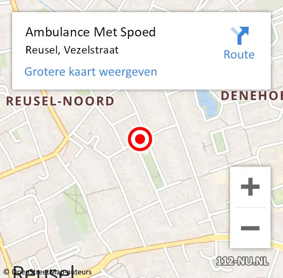 Locatie op kaart van de 112 melding: Ambulance Met Spoed Naar Reusel, Vezelstraat op 8 juli 2018 07:49