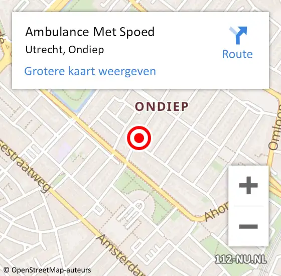 Locatie op kaart van de 112 melding: Ambulance Met Spoed Naar Utrecht, Ondiep op 8 juli 2018 08:00