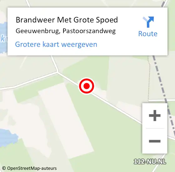 Locatie op kaart van de 112 melding: Brandweer Met Grote Spoed Naar Geeuwenbrug, Pastoorszandweg op 2 maart 2014 08:41